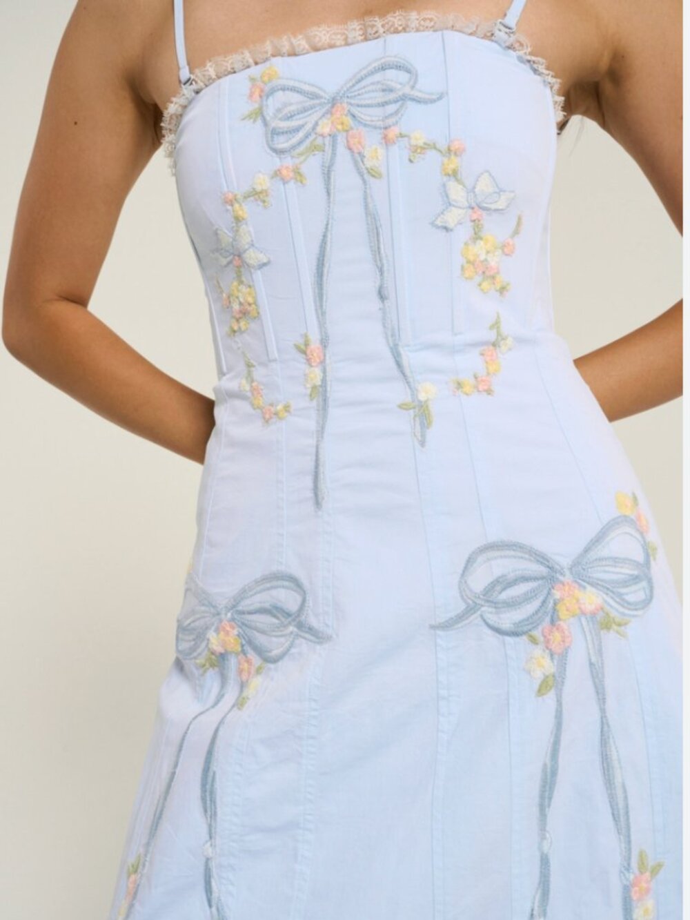 NWT For Love and Lemons Baby Bows Patchwork Mini - Picture 2 of 7
